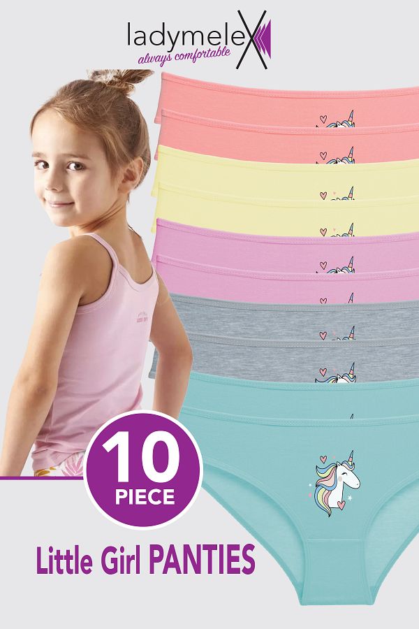 LadyMelex-Girl's Panties, Mixed Color, 10 Pieces Girls' Underpants, Soft Cotton Fabric 1