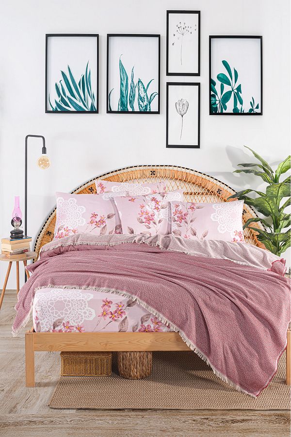 Evimemoda-Double Pique Set with Elastic Sheets Code Oslo Bordo 1
