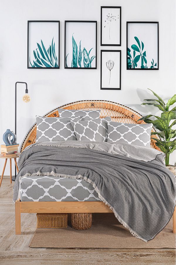 Evimemoda-Double Pique Set with Elastic Sheets Code Oslo Black 1