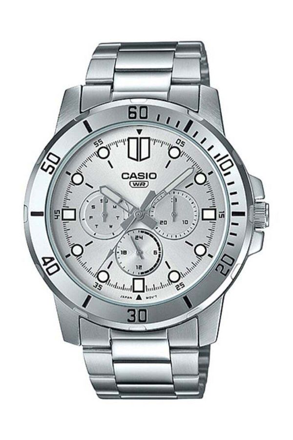 Casio-Men's Stainless Steel Round Shape Analog Watch MTP-VD300D-7EUDF - 45 mm - Silver 1