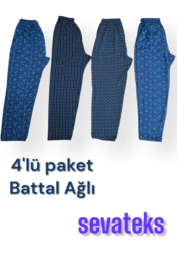 sevateks-Men's Oversize Pajama Bottom 100% Cotton Mesh with Patterned Dark Color and Light Color Options 1
