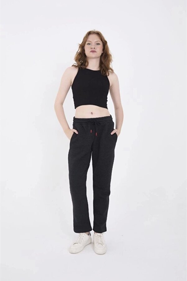 nedo7-Unisex Three Thread Basic Tracksuit Trousers - Anthracite 1