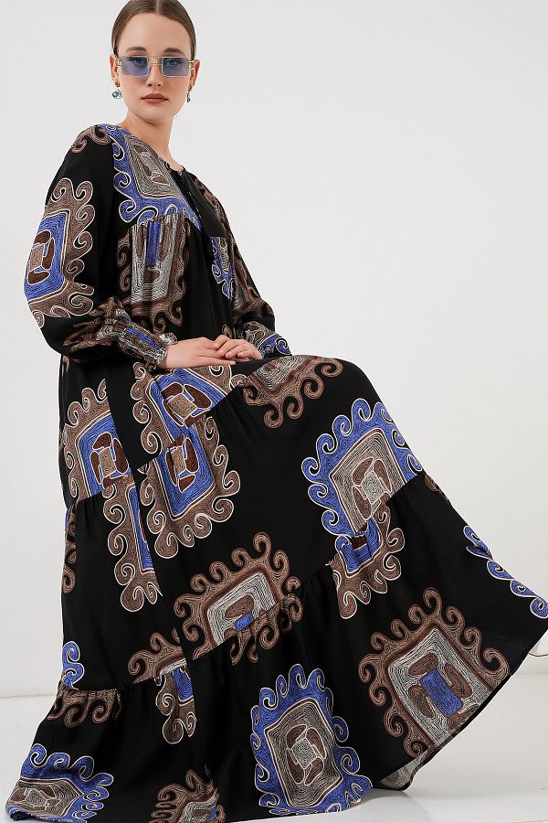 Bigdart-1947 Gemustertes langes Kleid - M. Braun 1