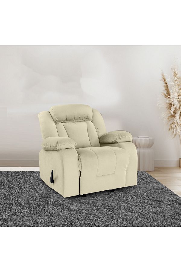 Lazy Vibes-MNZ5 | Velvet Rocking & Rotating Recliner Chair - Light Beige 1