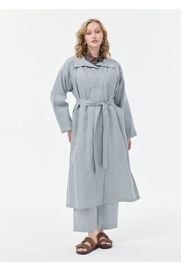 Armağan-Raglan Sleeve Wide Collar Linen Cap 1