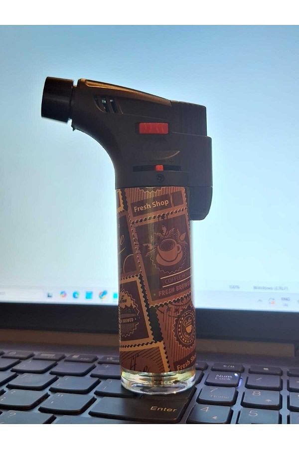 Generic-1pc Stylish Appearance Printed Charcoal Lighter Refillable Gas Torch Lighter 1