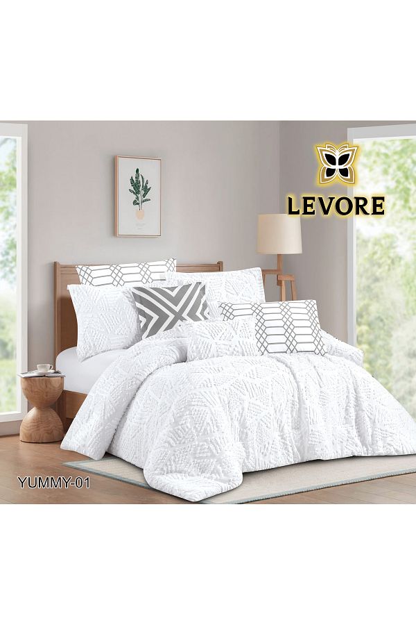Levore-Livori comforter set, made of durable and soft fabric, with a modern and distinctive pattern that satisfies all tastes, 8 pieces, king size 1