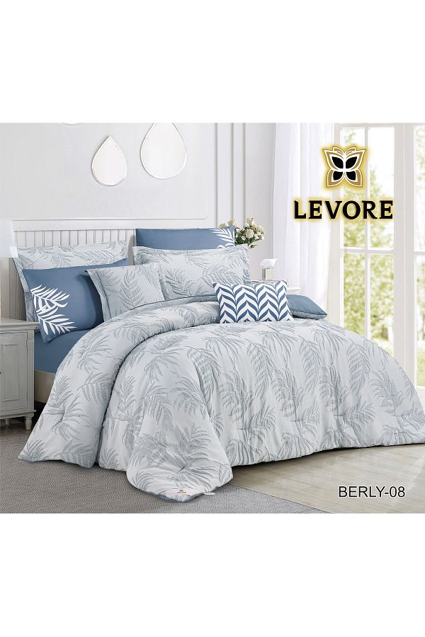 Levore-Livori comforter set, made of durable and soft fabric, with a modern and distinctive pattern that satisfies all tastes, 8 pieces, king size 1