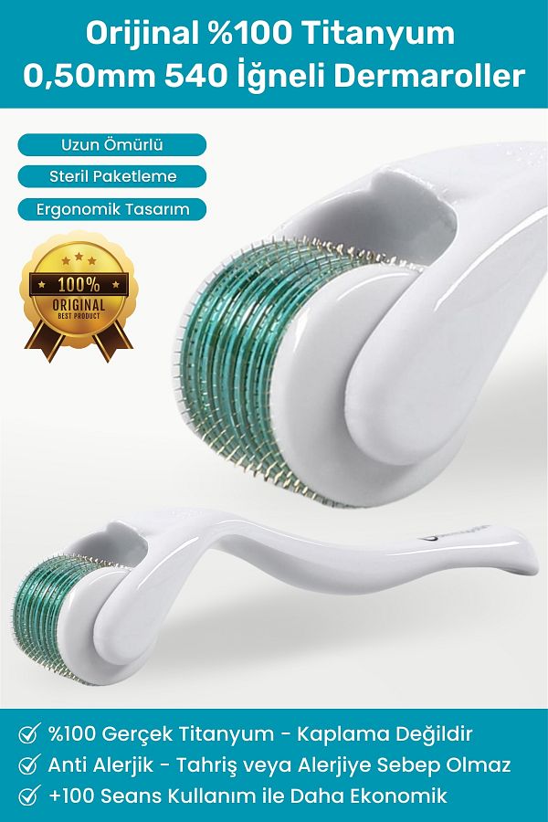 Dermapolin-Original 100% Titanium 0,50mm 540 Needles 100 Uses Anti Allergic Hair & Skin Care Dermaroller 1
