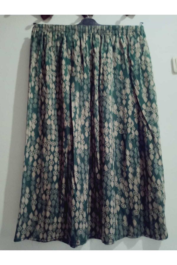 hoaryage-Elastic Waist Vibrant Colorful Patterned Viscose Press Fabric Maxi Length Skirt 1