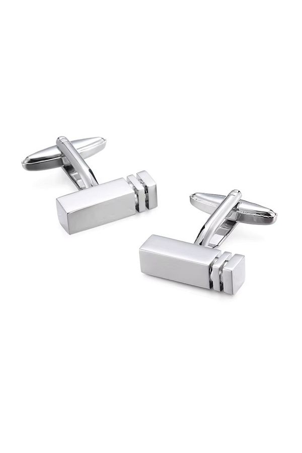 delis-Shirt buttons, BN004, rectangular pattern, Silver 1