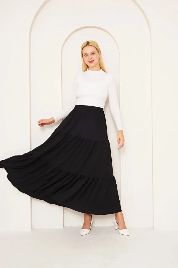 LİFERA-Lifera Large Size 3 Layer Wrap Skirt 1