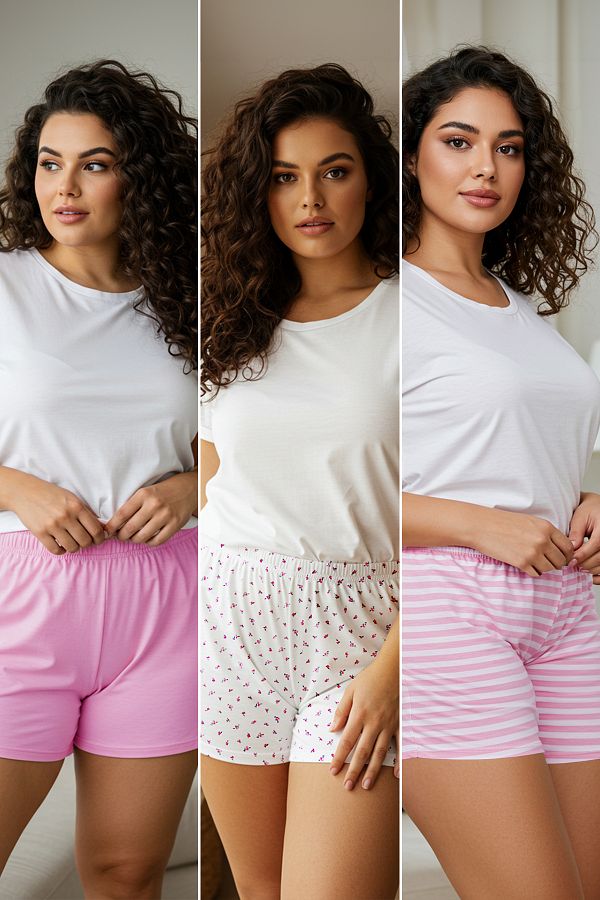 Trendyol Curve-3-Piece Color Pink Single Jersey Knitted Sleepwear Bottoms - 100% Cotton Tbbss25Ia00006 1