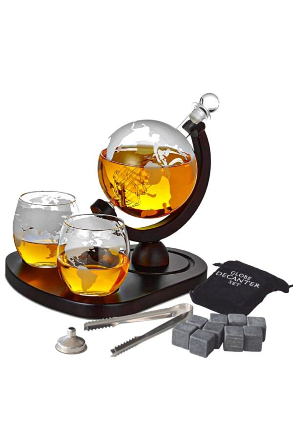 OEM-Set decantor Deluxe, design glob pamantesc, 2 pahare, tava, accesorii incluse, 850 ml 1