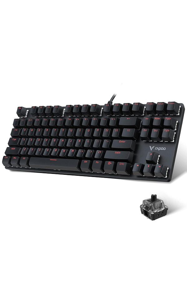 Rapoo-Mechanical Gaming Keyboard, V500 Alloy Wired Keyboard with Black Switches for Game Players, Qu 1