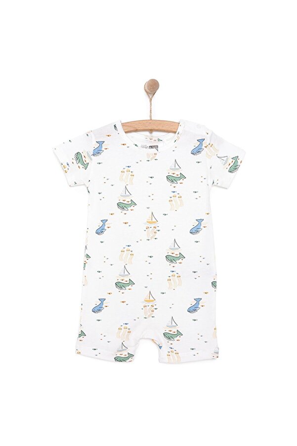 ebebek Hello Baby HelloBaby Yenidoğan Erkek Bebek Kısa Tulum İnterlok Ekru