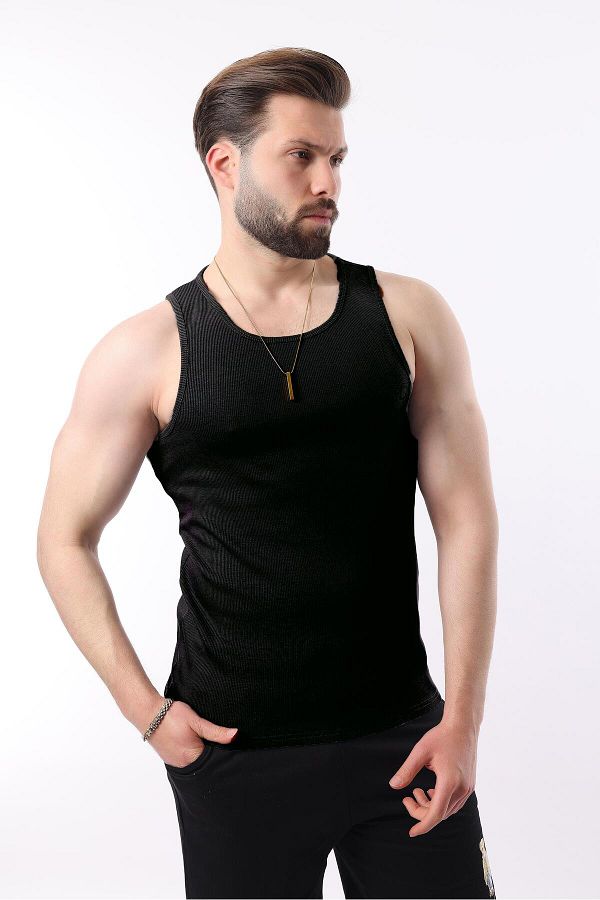 Miron-Μαύρο Ανδρικό Ριμπ Βαμβακερό Lycra & Undershirt - 2505 1