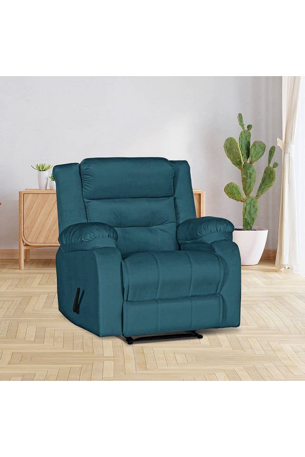 Lazy Vibes-MNZ3 | Velvet Rocking & Rotating Recliner Chair - Dark Turquoise Lazy Vibes 1