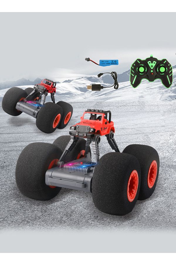 JUNLIDA-RC Stunt Car with Soft Sponge Wheels 360 Rotation, Rechargeable, High-Speed Flip RC Vehicle 1