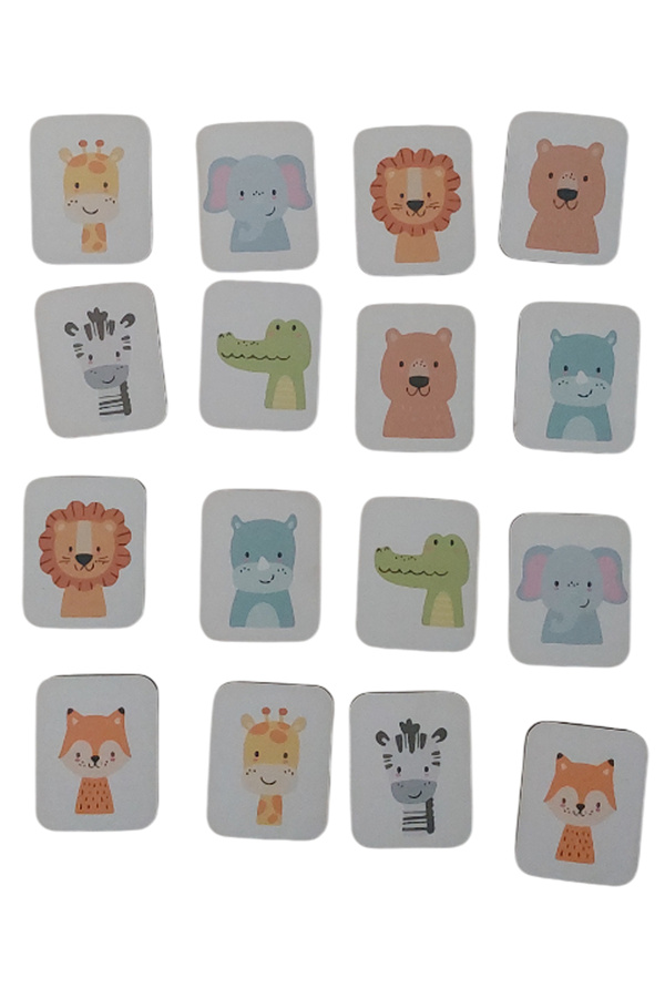 Fizello Ahşap Hayvanlar Eğitici Öğretici Eşleştirme Kartları Bebek Çocuk Oyuncak