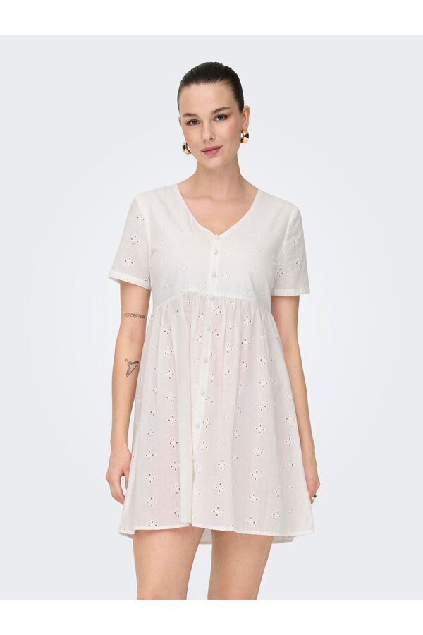 JDY-Kleid Normal geschnitten V-Ausschnitt Voluminöser Armschnitt Midikleid 1