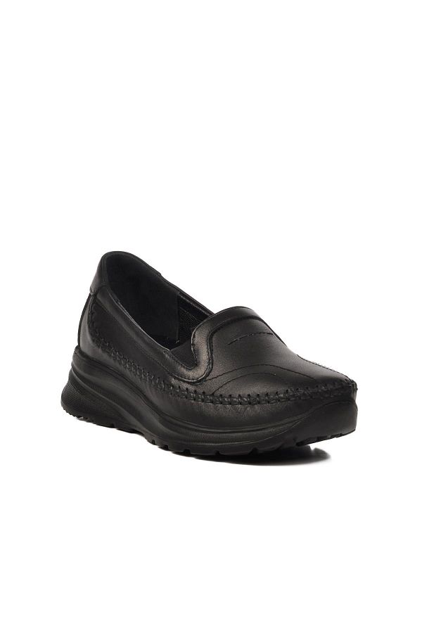 AYAKMOD-0023 Z Black Genuine Leather Women's Casual Shoes 1