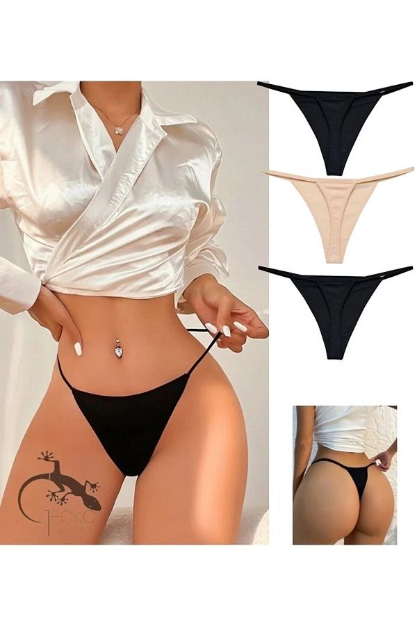yokyokcollection-String Thong String String Elastická dámská Fantasy tanga 3 kusy 1