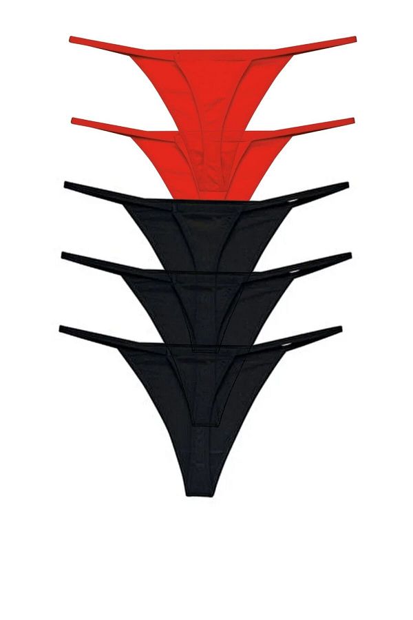 GECKO COLLECTION-String Thong Chiloți Femei Snur Elastic 5 Bucăți 1