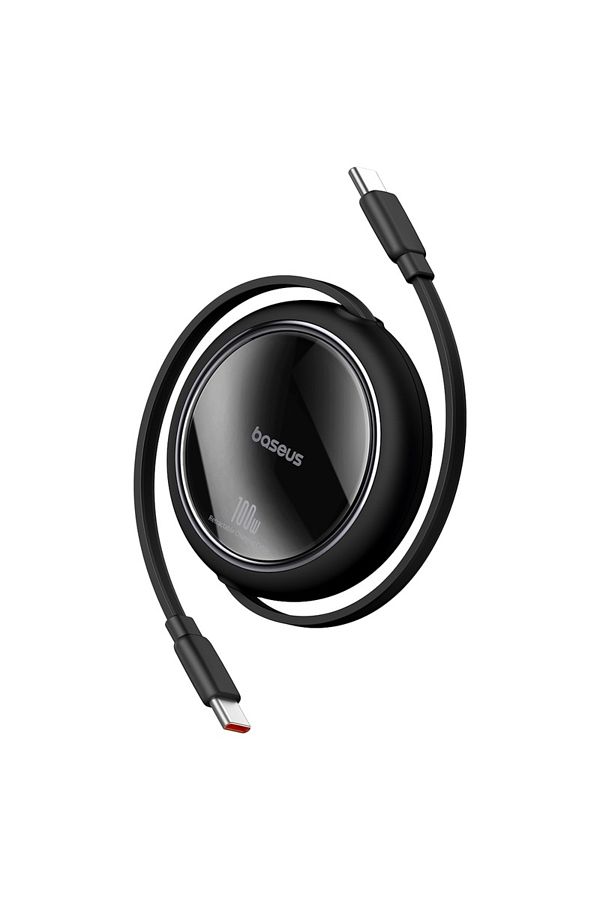 Baseus-Baseus 100W Free2 Draw Mini Both-Way Retractable USB-C to USB-C Fast Charging Data Cable 1M - Black 1