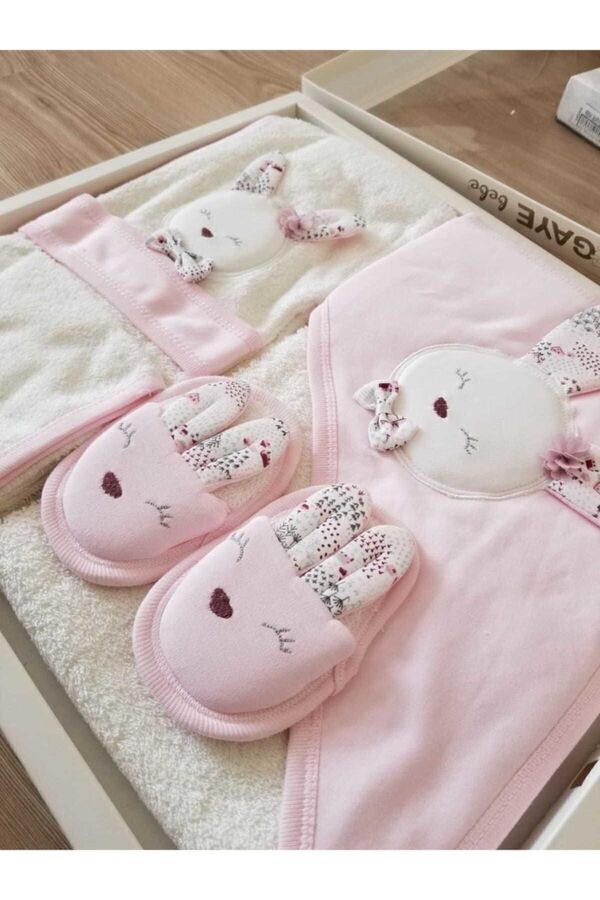 Gaye 4 Parça %100 Pamuk Bebek Bornoz Takımı