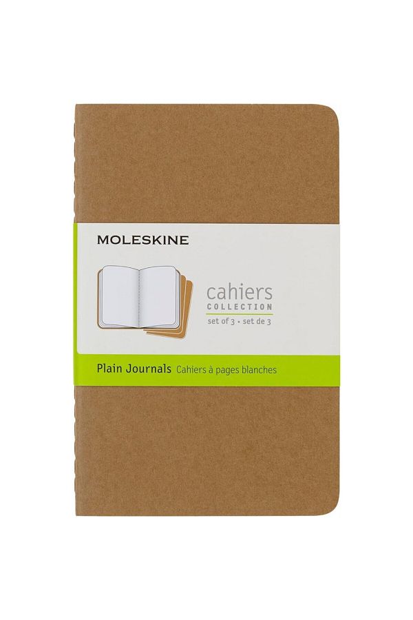 Moleskine-Unlined Cahier Notepad Set of 3 Pocket Size Kraft Brown 1