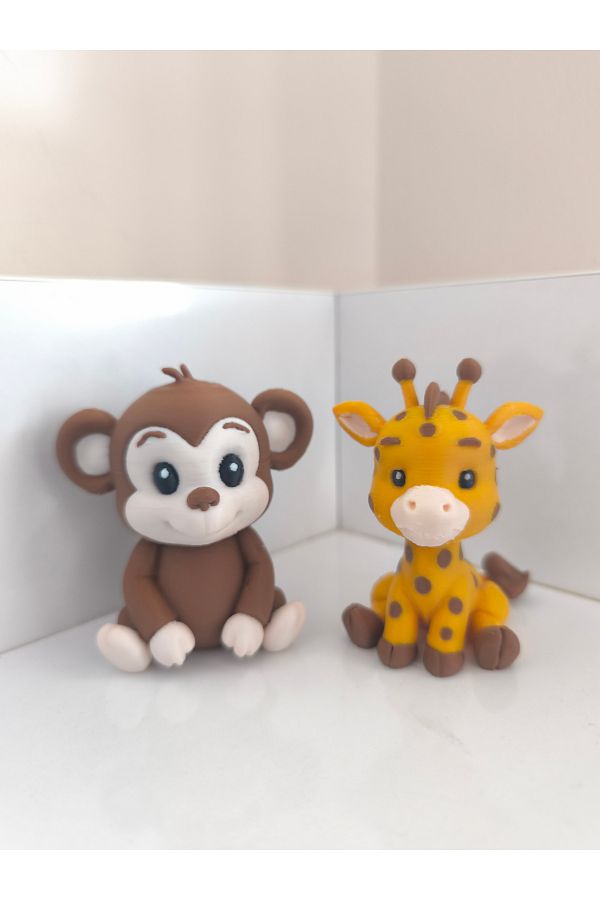 Alwin3d-Safari Set of 2 Monkey and Giraffe Figures 1