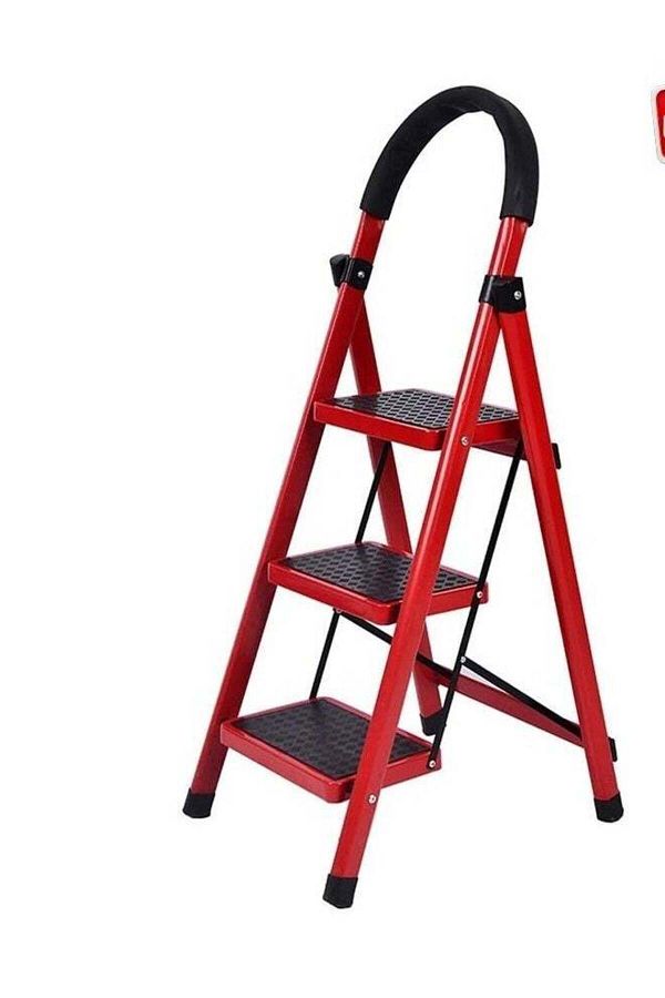 Generic-Metallic 3-Step Folding Ladder with Non-Slip Handle 1