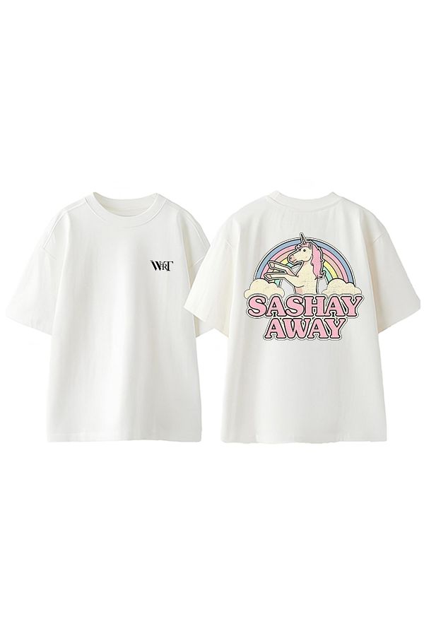 THEWERT-Μπλουζάκι Sashay AWay Design Back Printed Βαμβακερό λευκό oversize μπλουζάκι 1