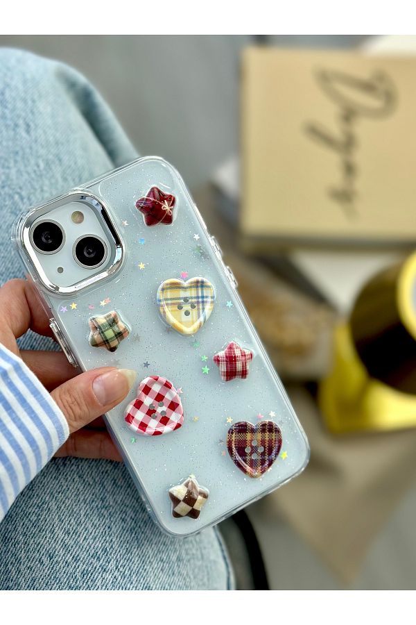 Go Aksesuar-غلاف هاتف من السيليكون الإيبوكسي متوافق مع هاتف Apple Iphone 13 - 14 - 15 مع تصميم زر ثلاثي الأبعاد 1