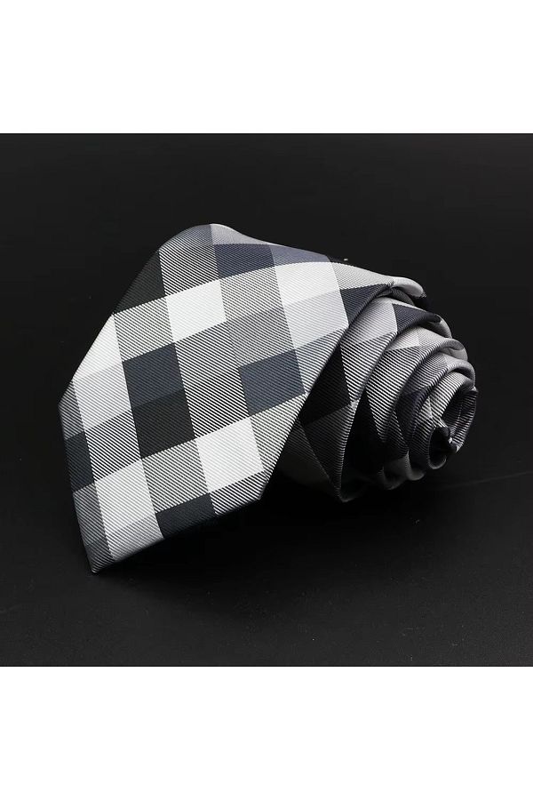 delis-Men's tie, CR047, White/Black 1