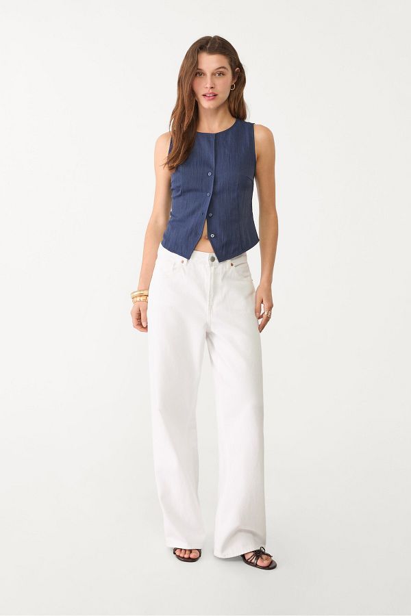 Stradivarius-Textured top with buttons 1