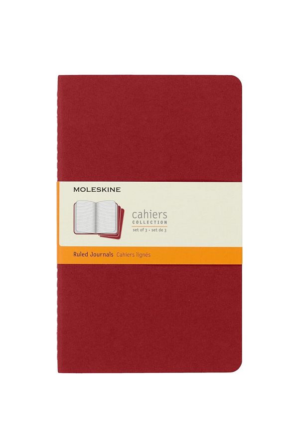 Moleskine-Striped Cahier Notepad Set of 3 L Size Blueberry Red 1