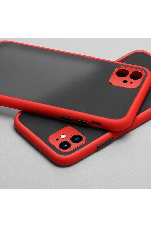 REDz Accessories-Case with Colored Edges, Compatible with iPhone 12 Pro Max, Colored Buttons, Semi-Transparent, Red 1