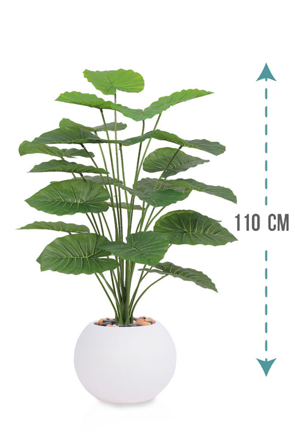 Generic-Artificial Alocasia Heart Leaf Seedling in Round Plastic Pot 1