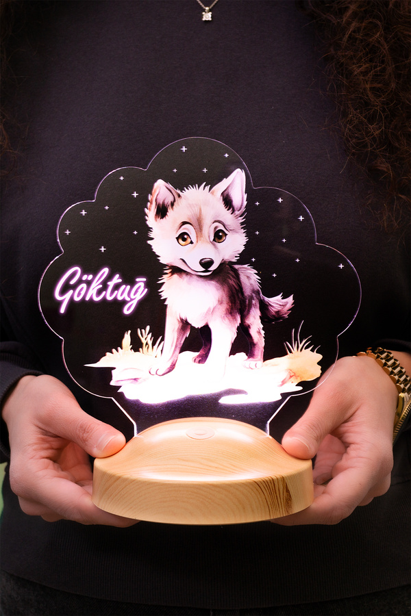 SEVGİLAMBASI Sevimli Kurt Çocuk Odası Gece Lambası, Kurt Köpeği Bebek Doğum Günü Hediyesi, İsimli Çocuk Hediyesi