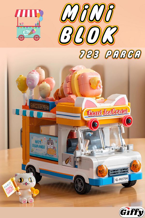 giffy-Ice Cream Shop Building Block Set Mini Movable Ice Cream Shop Set 723 Pieces Toy Boxed Activity Hobby Block 1