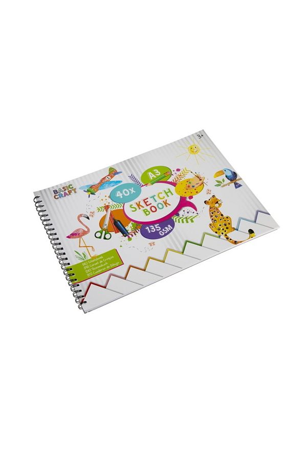 GRAFİX-Spiral-bound Drawing Notebook A3 Basic Craft Sketchbook 135 Gr. 1