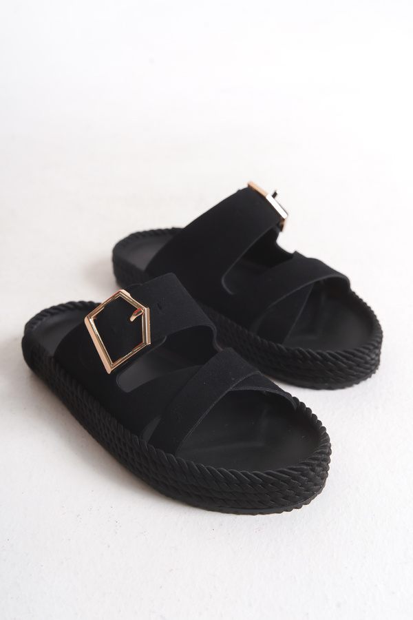 Solo Bag-Daily Stylish Single Buckle Cross Orthopedic Comfortable Straw Ergonomic Non-Slip Sole Slippers 1