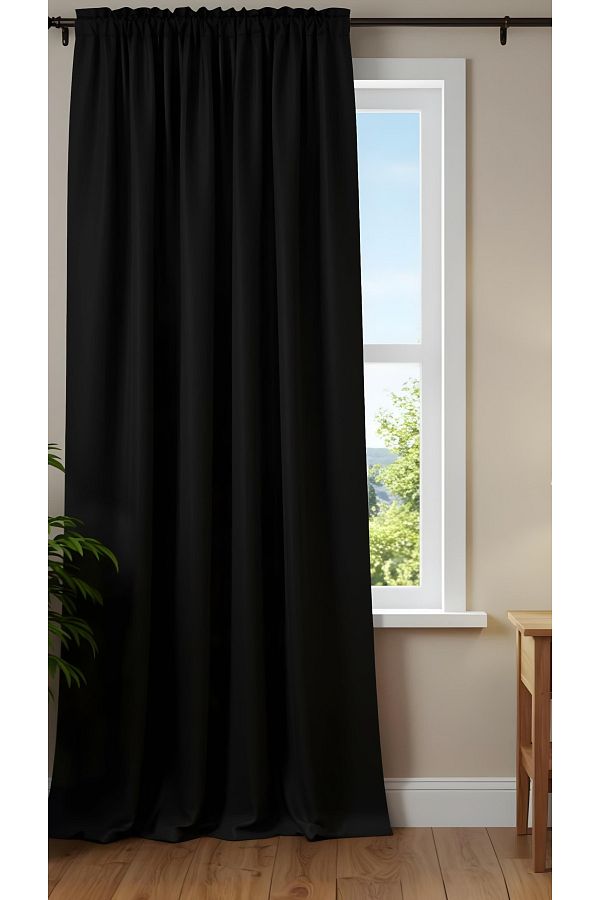 Yuka-Blackout Lightproof Background Curtain Black Color Single Wing Plain 100% Blackout Sunshade Plain240 X 270 1