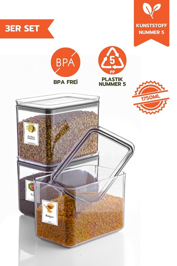 Ginza Maison-1.75 Lt Rectangular Storage Container With Lid 3 Pieces 1