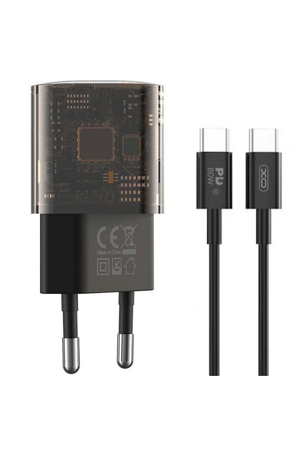 REDz Accessories-Set încărcător și cablu tip C Xo-ce05, pentru iPhone 15/16 și Android, adaptor cu porturi duble, 30w, negru 1