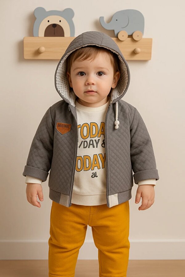 Babydonat Erkek Bebek Today Baskılı Yağmurluk 3'Lü Takım