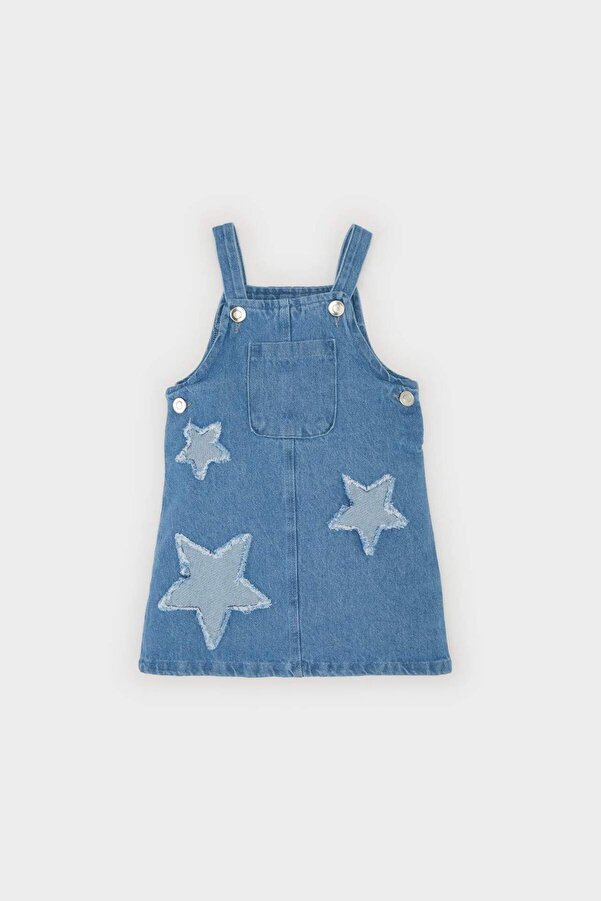 Defacto Kız Bebek Yıldız Nakışlı Yazlık Salopet Elbise B8219a525sm