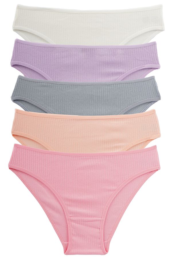 Nicoletta-Chiloți de damă, pachet de 5 lycra, bumbac cu nervuri, liliac 1